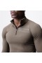 Core Fitted Quarter Zip Deep Taupe | Men ASRV Long Sleeves