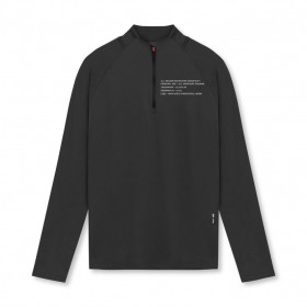 Core Fitted Quarter Zip Black | Men ASRV Long Sleeves