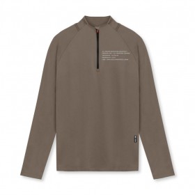 Core Fitted Quarter Zip Deep Taupe | Men ASRV Long Sleeves