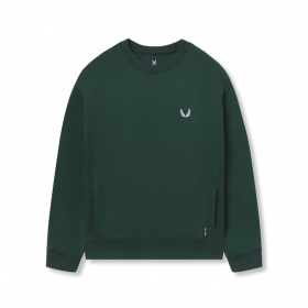 Herringbone Terry Crewneck Forest Green | Men ASRV Hoodies & Sweatshirts