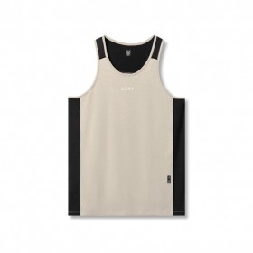 Supima® Mesh Panel Training Singlet Sand Smoke | Men ASRV Tanks