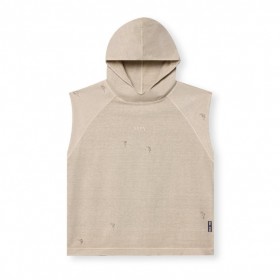 Tech Essential™ Cutoff Hoodie Faded Beige | Men ASRV Hoodies & Sweatshirts