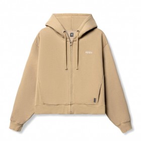 Tech Essential™ Distressed Full Zip Hoodie Khaki | Men ASRV Hoodies & Sweatshirts