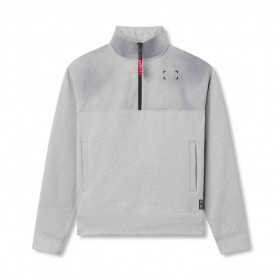 Tech-Terry™ Paneled Quarter Zip Heather Grey "wave Dye" | Men ASRV Hoodies & Sweatshirts