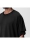  Gofrimintás, túlméretezett póló, fekete/fekete | ASRV Férfi rövid ujjú
