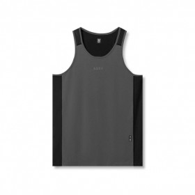  Supima® Mesh Panel Training Singlet Space Grey | Herre ASRV Tanktopp
