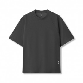  Vaffelstrikket Oversized T-skjorte Space Grey | Herre ASRV Kortermet