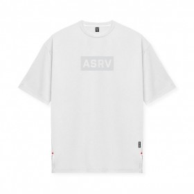  Aerosilver® 오버사이즈 티셔츠 화이트 "박스 로고" | 남성 ASRV 반팔