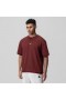 Fiskbensmönstrad Terry Oversized Cinch T-shirt Crimson | Herr ASRV Kortärmad