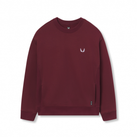  Fiskbensmönstrad Terry Crewneck Crimson | Herr ASRV Hoodies & Sweatshirts