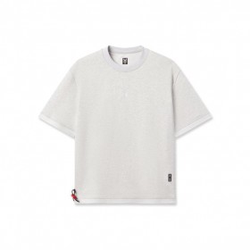 Fiskbensmönstrad Terry Oversized Cinch T-shirt Ljunggrå | Herr ASRV Kortärmad