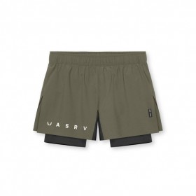  Ripstop 7,5 cm hög splitfodrad shorts olivgrön/svart | Herr ASRV Shorts