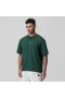 Fischgrät-Frottee-Oversize-T-Shirt mit Kordelzug, Waldgrün | Herren ASRV Kurzarm